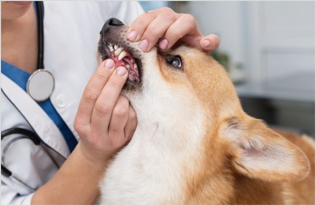 犬の口を触る様子